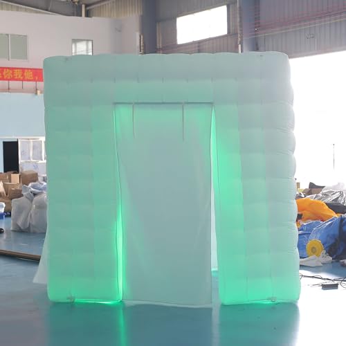SAYOK Portable Inflatable Photo Booth Enclosure (White, Two Doors, 8.2x8.2x8.2ft), Photo Booth Tent with Air Blower and Remote Controller, Photo Booth Backdrop for Party Wedding Birthday Event