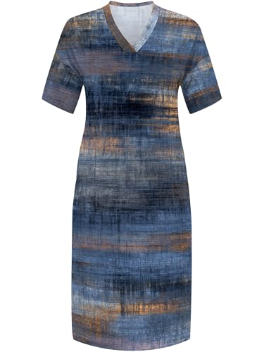 Image of SUZONANA Plus Size Denim Print Maxi Dresses for Women Casual V Neck Short Sleeve with Pockets Soft Jean Look Dress XL-6XL