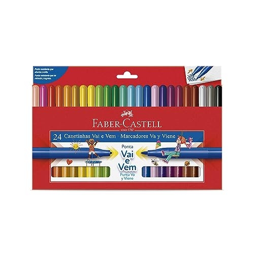 Canetinha Vai e Vem 24 Cores, Faber-Castell, 15.0124VVZF, Multicor Canetinha Vai e Vem 24 Cores, Faber-Castell, 15.0124VVZF, Multicor