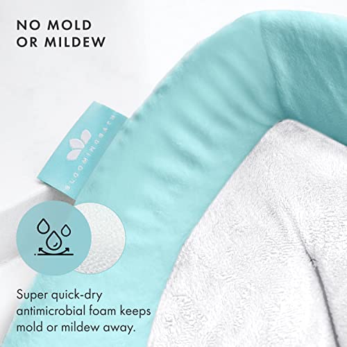 Blooming Bath Lotus Bath Seat - Plush Minky Baby Sink Bathtub - The Original Washer-Safe Flower Seat for Newborns - Seafoam/White/Gray