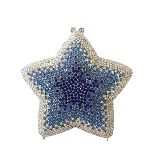 Image of Women Rhinestone Star Shape Clutch Purse Unique Crystal Evening Bag Luxury Chain Handbag for Wedding Cocktail Party | Rhinestone