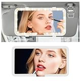 Rechargeable Car Vanity Mirror with Lights,50 LED Beads Car Mirror Vanity Adjustable 3 Color & Brightness,Touchable Cars Visor Mirrors with Light as Cars Accessories for Women (White)