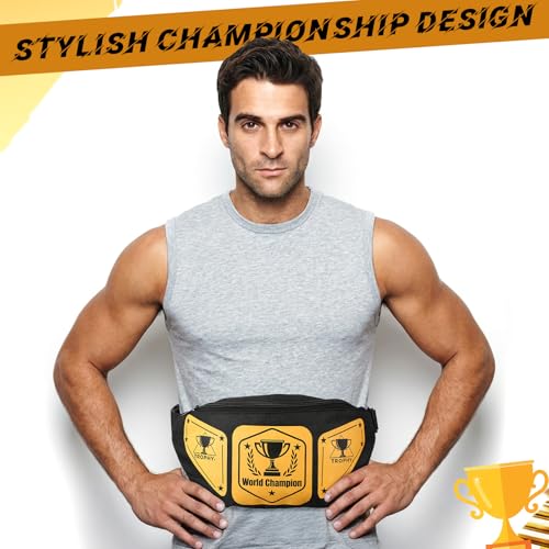 Hillban Championship Belt Fanny Pack, Wrestling Trophy Waist Bag for Sports Fans, Adjustable Hip Bag for Game Day, Costume, Cosplay, Gifts by Hillban - Used condition - Image 4