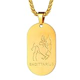 FaithHeart Joyería de Astrología Colgante Ovalado con Figura y Letras de Constelación Sagittarius Acero Inoxidable 316L Chapado en Oro Amarillo 18K
