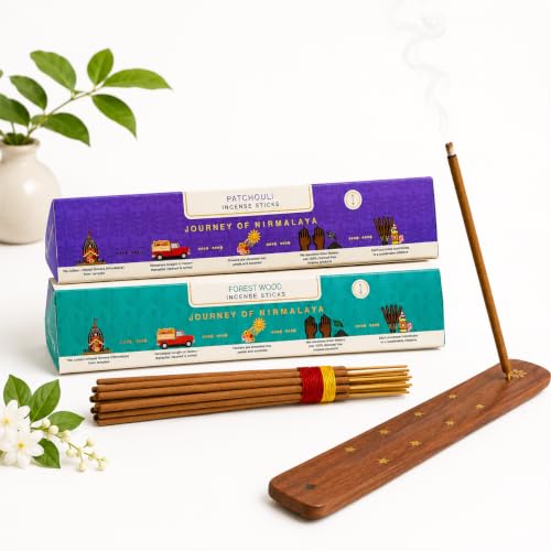 Image of Nirmalaya Patchouli & Forestwood Incense Sticks 80 Sticks | 100% Natural Charcoal-Free Agarbatti from Sacred Temple Flowers | Organic Handmade for Pooja, Meditation, Yoga & Aromatherapy