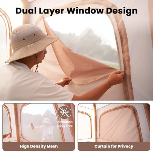 Inflatable Tents for Camping, Blow Up Tent with Hand Pump, Easy Setup InflatableTent 4 Season Tent, Waterproof Oxford Air Glamping Tents for Camping Adult 4/6/8 Person