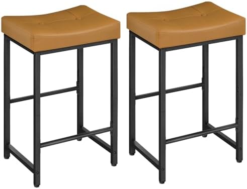 HOOBRO Bar Stools,25.4" Saddle Stools with PU Upholstery, Counter...