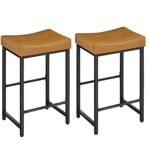 HOOBRO Bar Stools,25.4" Saddle Stools with PU Upholstery, Counter Height