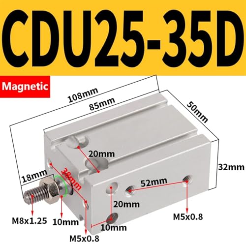 Cylindre magnétique CDU25-35D compact multi-position pneumatique - 3