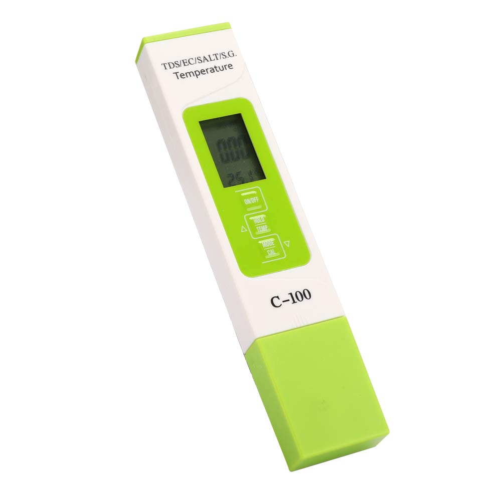 Penna per Test di qualità Dell'acqua, C 100 5 in 1 Salinity TDS EC Tester per Acqua di Mare Multifunzione Tester di qualità Dell'acqua con Retroilluminazione