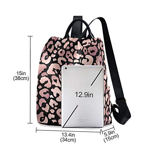 Image of ALAZA Rose Gold Leopard Print Pink Cheetah Animal Backpack Purse for Women Anti Theft Fashion Back Pack Shoulder Bag