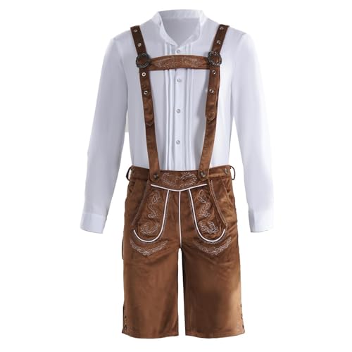 Bottes médiévales de style pas cher Cosplay Costume de festival de bière Tenue avec bretelles et gilet pour hommes femmes Unisexe Fête à thème historique Costume Rukia Cosplay, marron, XL