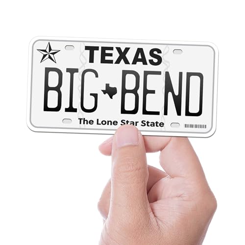 Texas License Plate Decal - Choose from 50+ TX Cities - Texas Bumper Sticker for Car - Houston Austin Dallas San Antonio Decals for Hydroflask Water Bottle (Big Bend)