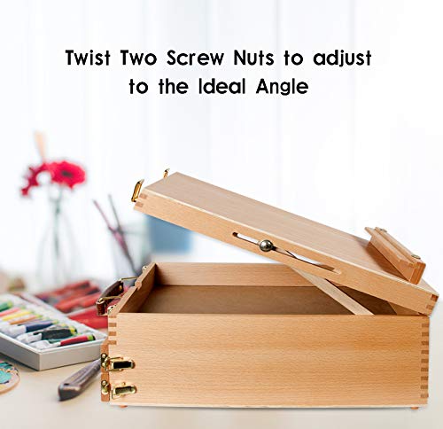 Kuyal Art Supplies Box Easel Sketch Box Painting Storage Box-Adjustable Design With Large 2-Drawer（2-Drawer Box Easel) #TOP2