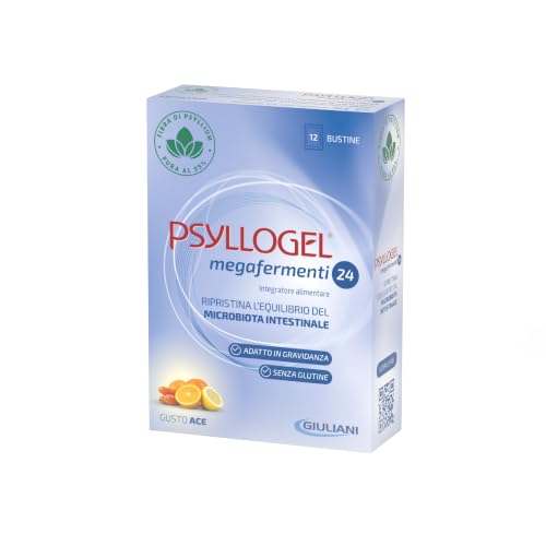 Psyllogel Megafermenti Integratore Alimentare - 12 Bustine | Equilibrio Flora Intestinale, Fibre e Fermenti Lattici Vivi - Polvere Solubile in Acqua - Gusto ACE