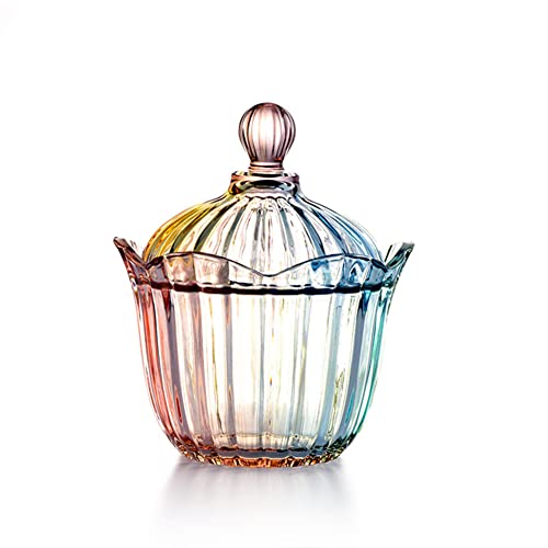 Süßigkeiten Gerichte Mit Deckel-Süßigkeiten Behälter Glas Keks Bernstein Glas Für Süßigkeiten Buffet Dekorative Gläser Gerichte Für Party Hochzeit Display (Blumen-L) Cover