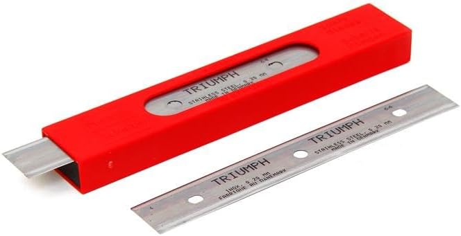 Triumph Stainless Steel Scraper Blades, 6 Inch, 0.20mm, 25 Blades per Box with Safe Dispenser, Red Box (1)