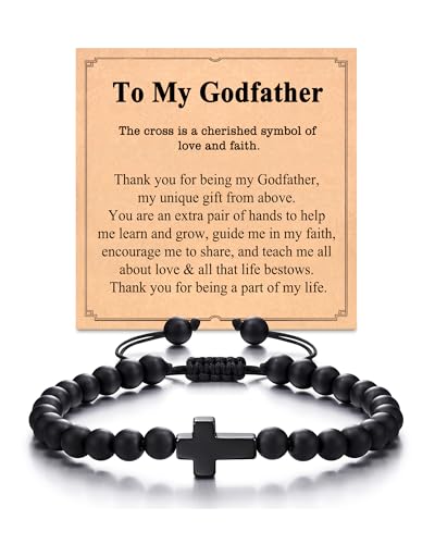 Tarsus Godfather Gifts from Godchild, Godfather Proposal Gifts Cross Bracelet for Men, Religious Catholic Christian Fathers Day