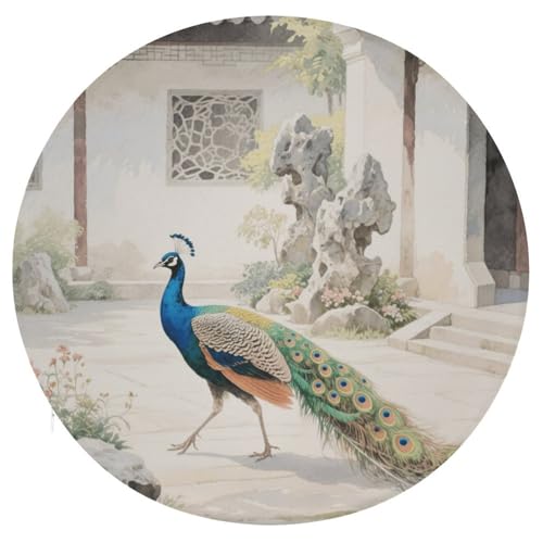 Cojín redondo de pavo real con espuma viscoelástica para silla y sofá de 15.3x15.3 2