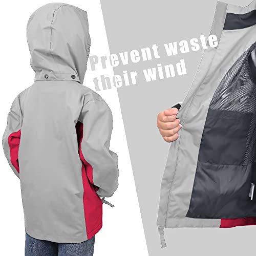Image of YINGJIELIDE Boys Girls Waterproof Rain Jackets Kids Easy to Fold Windbreaker Lightweight Outdoor Hooded Raincoat