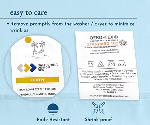 Cotton Queen Fitted Sheet Soft, 100% Cotton, 400 Sateen, No Pop-Off Elastic, Deep Pocket, Durable Cooling Bedding, Fitted Sheet With Head & Foot Tags (Queen, Sky Blue) #TOP6