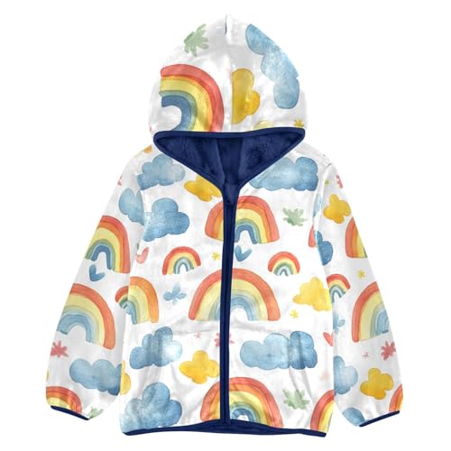 Watercolor Rainbows and Clouds Girls Fleece Jacket Girls Fall Jacket Girls Zip Up Hoodie Girls Sherpa Jacket 2-10T