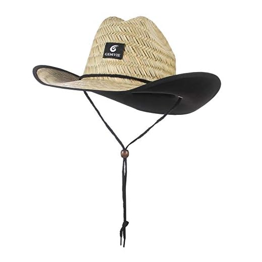 GEMVIE Sombrero de Cowboy de Paja Vaquero Panamá Sombrero de Sol ala Ancha Sombrero de Safari para Campo Viaje Playa