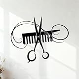 Wandaufkleber aus Papier Friseursalon, Schönheitssalon, Friseur, Haarstylist 68x85.1cm Ladendekoration Schwarz