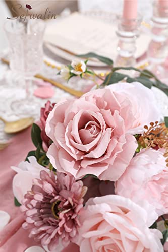 Serwalin Artificial Flowers Combo Dusty Pink Rose Fake Flowers For Diy Wedding Bouquets Centerpieces Arrangements Cake Flowers Party Baby Shower Home Indoor Outdoor Decorations #TOP5