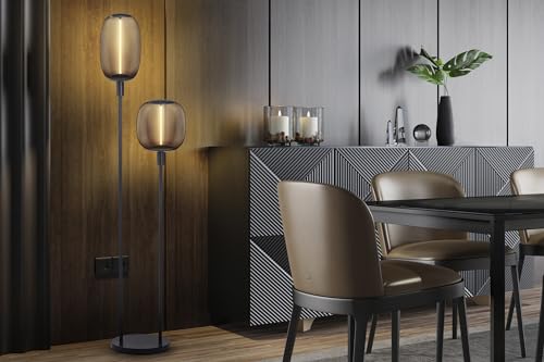 Lámpara de pie E27 para iluminar esquinas oscuras con doble soporte gris oscuro 5