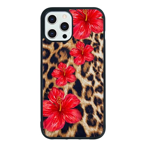 qizjio Leopard Pattern Phone Case Shockproof Protective Cheetah Print Hibiscus Cases for iPhone 12 Pro Max