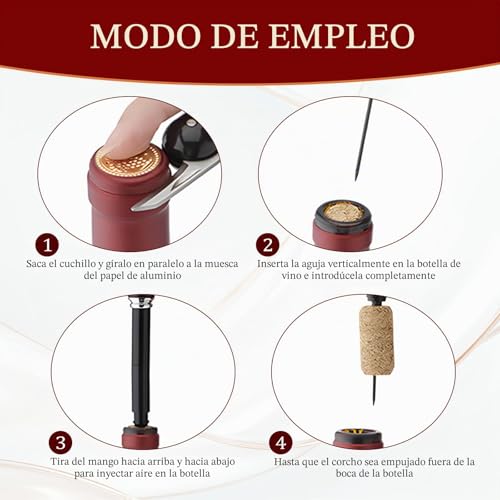 Miniatura 5 de Sacacorchos Profesional, Abrebotellas Abridor De Vino Saca Corchos De Vino Abridor De Botellas Sacacorchos De Aire A Presión Aire Presion Abridor Botellas Para Amantes Del Vino Sumiller