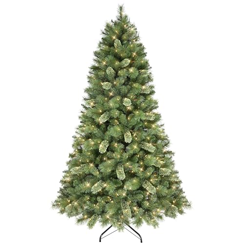 Puleo International 7.5ft Pre-Lit Teton Pine Christmas Tree with 600 Clear Lights, 1347 Realistic Dense Branch Tips, Easy Setup Artificial Trees with Sturdy Metal Stand by Puleo International - Used condition - US$147.08