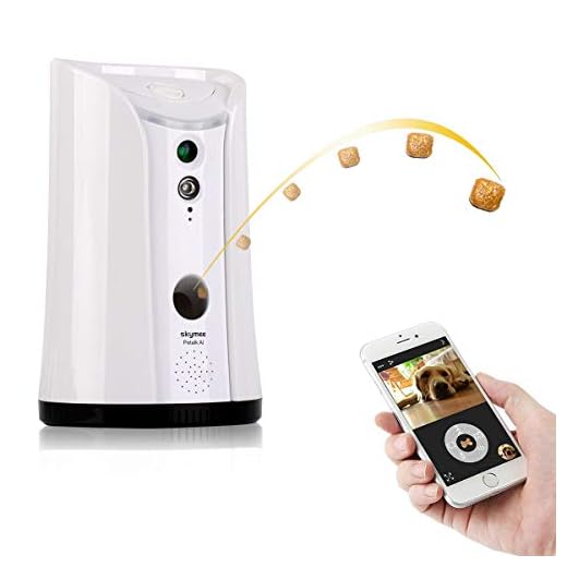 SKYMEE SM-02 Dog Camera Treat Dispenser, Remote Pet Camera with Two-Way Audio and Night Vision Remote via APP, Compatible with Alexa