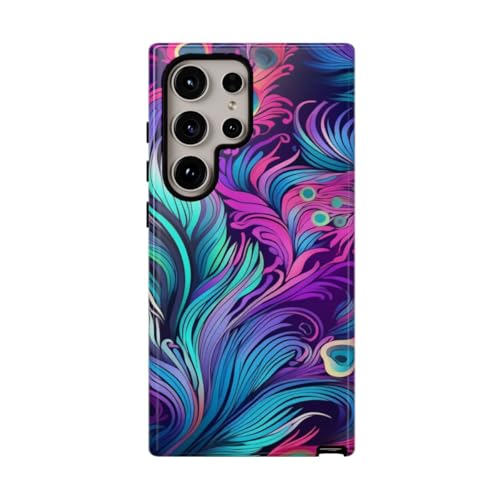 Coque plume de paon Samsung S24 Ultra sarcelle pour sublimer votre style quotidien