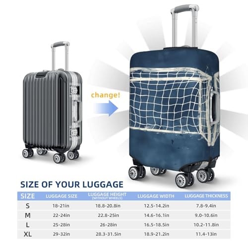 Soccer Goalpost On Navy Blue Watercolor Elastic Travel Luggage Covers Dustproof Scratch-Resistant Suitcase Protector Fit 22-24 Inch4