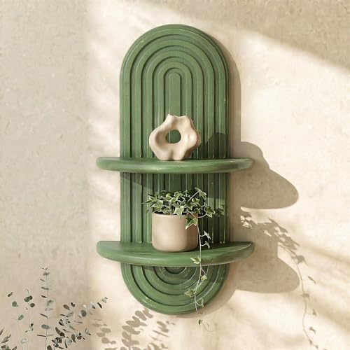 Plant Wall Shelf for Bathroom: Hanging Plant Shelf for Wall Decor, Green