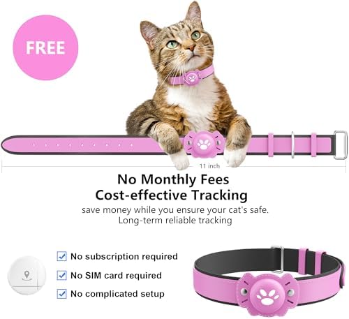 2-in-1 GPS Tracker for Cats: Smart Pet Collar with Real-Time Tracking,No Monthly Fee/Subscription (iOS & Android) Waterproof, Anti-Lost,365-Day Long Battery Life GPS Tracker Cat Collar (Pink) — view 6