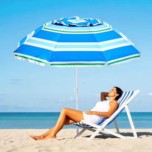 Kbrellaoutlets beach umbrella with sand anchor,UPF 50+protection,8 ribs, beach umbrellas for sand portable,with button tilt - multifunctional outdoor sunshade for gardens,courtyards,and beaches. by Kbrellaoutlets - Used condition - Image 5