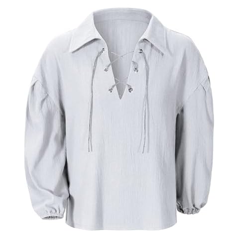 Kids Medieval Viking Pirate Renaissance Retro Costume Shirt for Boys Halloween Party Cosplay 10-12 Years White Cover