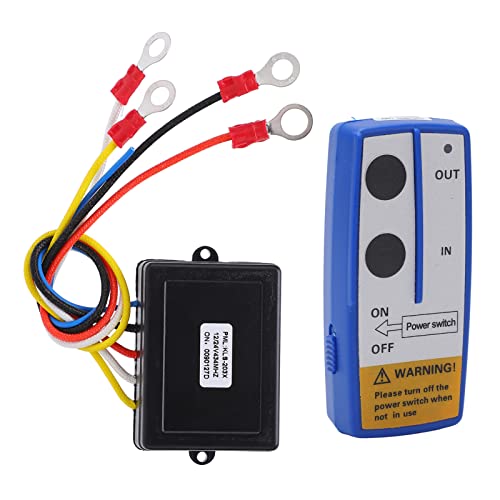 Shanrya Cabrestante inalámbrico para Casco de 12V y 24V, Mando a Distancia portátil de Alta Resistencia de 75 pies con luz para camión, Jeep, ATV y SUV Azul