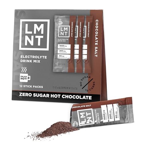 LMNT Zero Sugar Hot Chocolate or Coffee Mixer - Chocolate Salt | Drink Mix | 12-Count