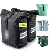 Voltano Fahrradtaschen für Gepäckträger 48 Liter 2er Set Rolltop - Eisblau | Fahrradtasche wasserdicht [4 Fächer Rolltop] - Gepäckträgertaschen [Rackmontage]