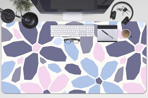 Tapete de Escritura 100x50 cm Protección Antisuciedad Antideslizante Para Oficina o Hogar Multifuncional Fácil de Limpiar Impermeable Resistente al Agua PVC Vinilo - Flores geométricas