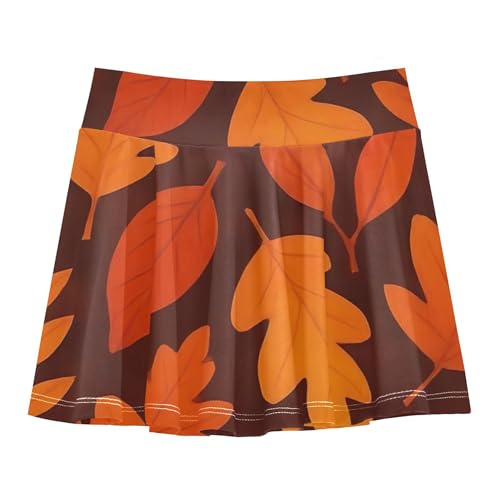 Joisal Girls Skorts Athletic Shorts Autumn Leaves Dark Orange Toddler Tennis Skirts Toddler Little Girl 3t