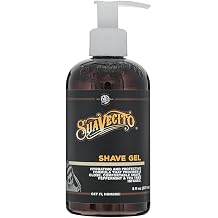 Suavecito Shave Gel 8 oz. Pump Bottle, Peppermint and Tea Tree Infused, Clear Formula That Hydrates and Protects Skin