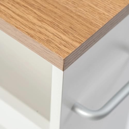 Miniatura 8 de Fetines Carrito De Cocina Estrecho, 4 Niveles, Con Ruedas Y Asa, Barandilla Incluida, Estantería De Baño De Madera, 40 X 14 X 80 Cm, Color Marrón Vintage Blanco