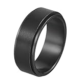 Udolfly Mens Fidget Rings Anxiety Rings for Men Womens Chain Spinner Rings for Adults Titanium Steel Ring Solid Black Size 11