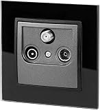 UP Kristallglas Antennendose 3-fach SAT KABEL TV RADIO - All-in-One - Serie GLAS