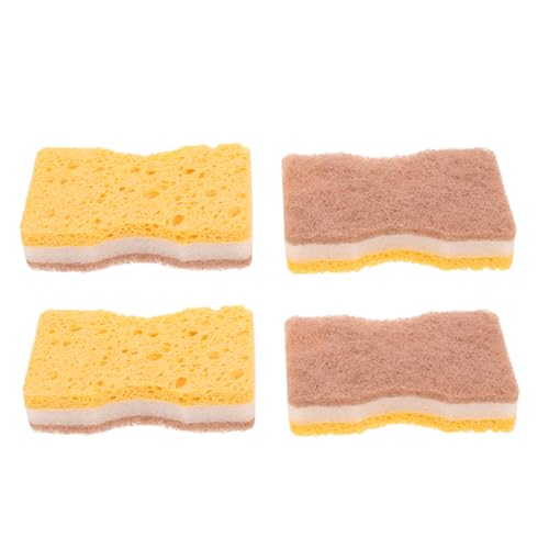 Garneck 4pcs Natural Dishwashing Sponges Oil Resistant and Scrub Sponges for Kitchen Dish Cleaning Cloths High Absorption for Bowl Cleaning